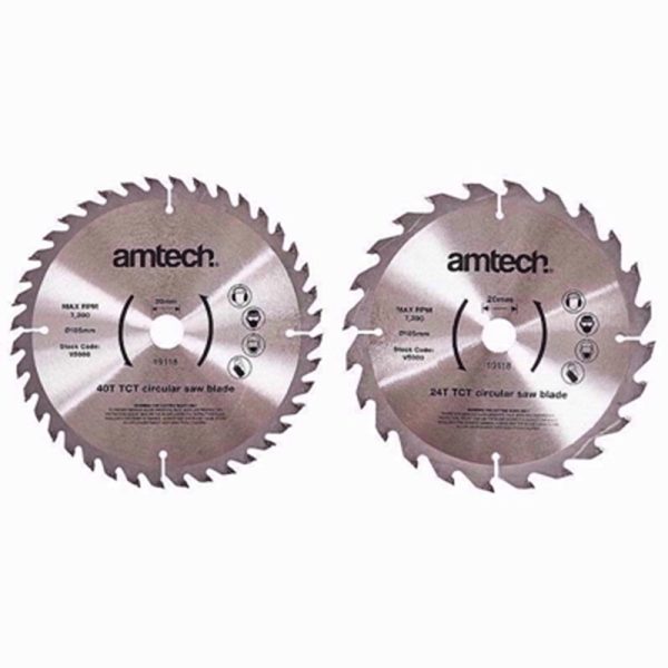 AMTECH CIRCULAR SAW BLADE SET 2PC 185MM