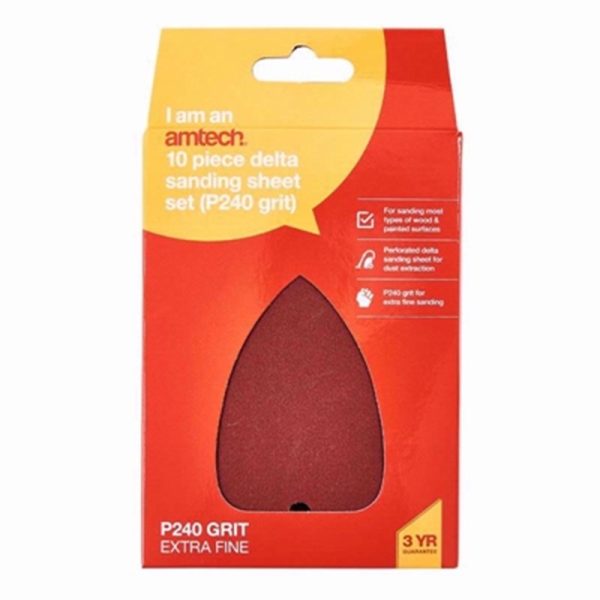 AMTECH SANDING SHEET DELTA P240 GRIT 10PCE