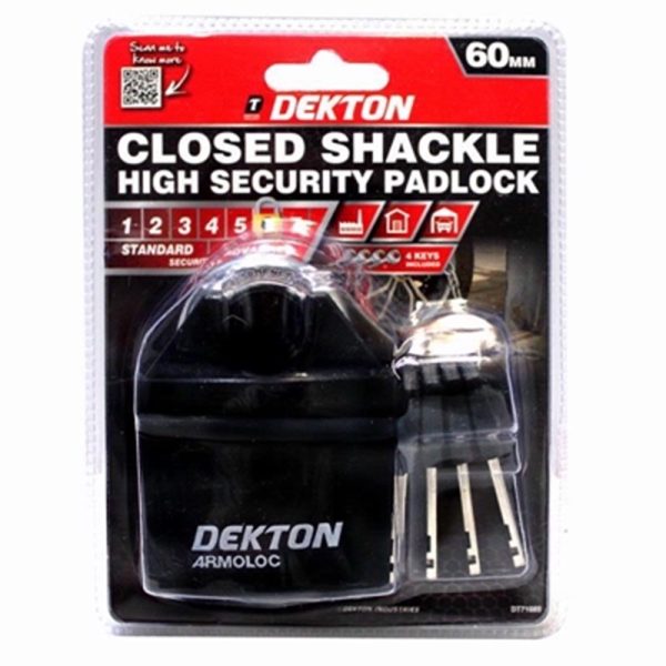 DEKTON CLOSED SHACKLE STEEL PADLOCK 60MM