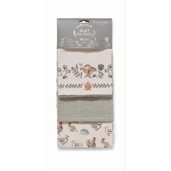 COOKSMART TEA TOWEL COUNTRY ANIMALS PACK OF 3