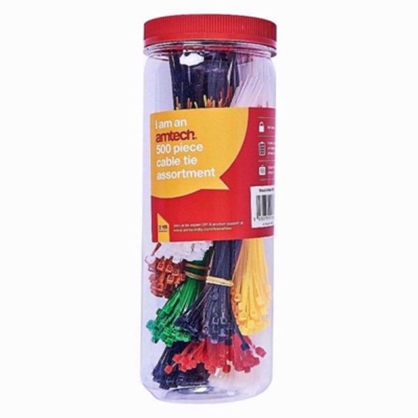 AMTECH CABLE TIES 500PC ASSORTED