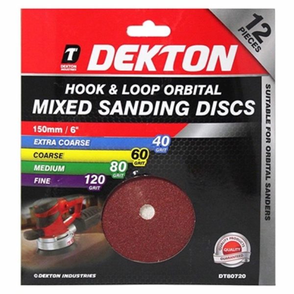 DEKTON HOOK /LOOP SAND ORIBITAL MIXED 12PC