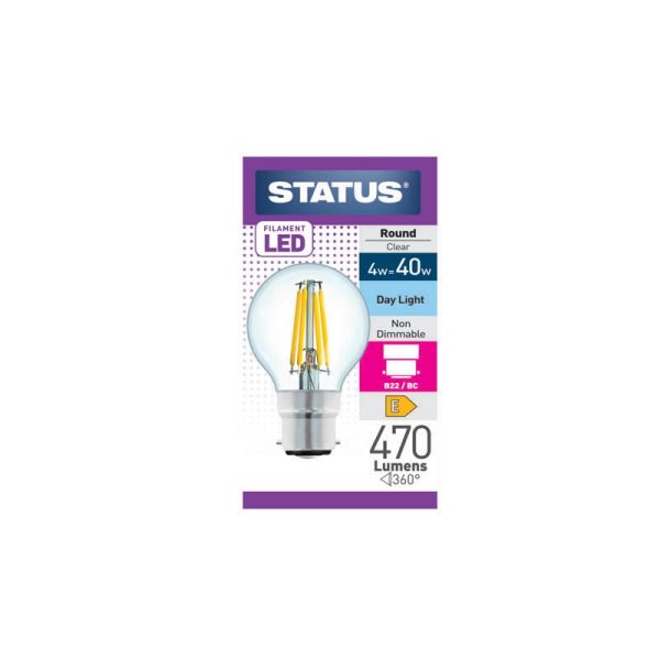 STATUS 4W B/C ROUND DAY LIGHT FILAMENT LED LIGHT BULB SINGLE