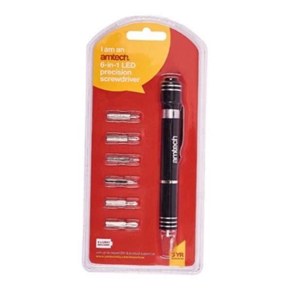 AMTECH PRECISION SCREWDRIVER 6IN1 LED(PROMO)