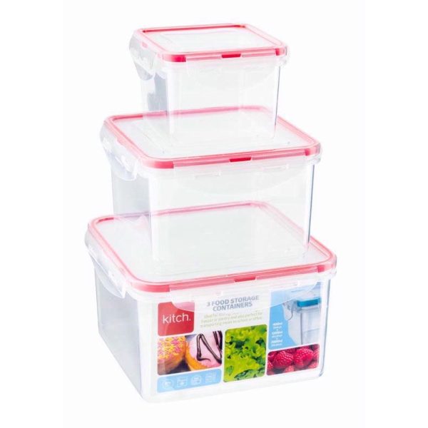 KITCH 3 SQUARE CONTAINERS 200/400/1200ML