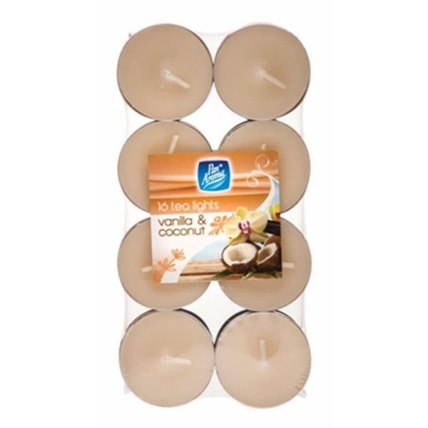 PAN AROMA C TEA-LIGHTS PACK OF 16 VANILLA& COCONUT