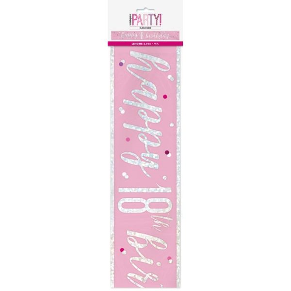 HAPPY 18TH BIRTHDAY BANNER PINK