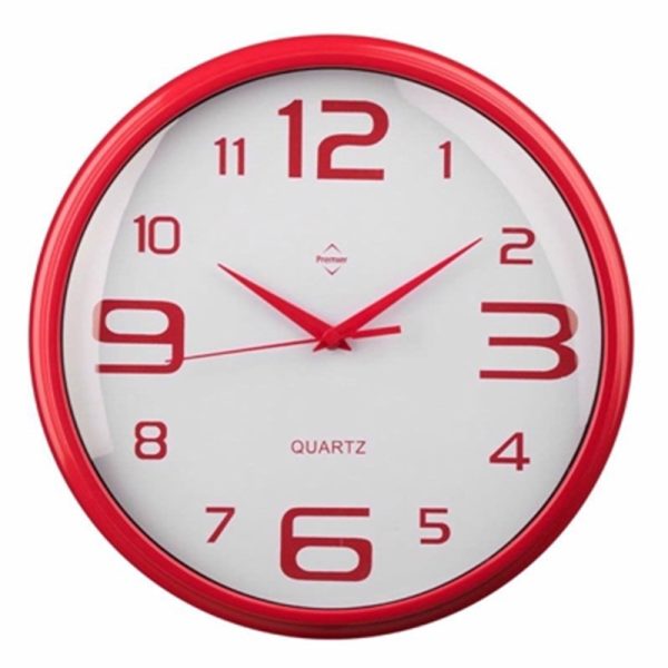 PREMIER WALL CLOCK RED 35CM