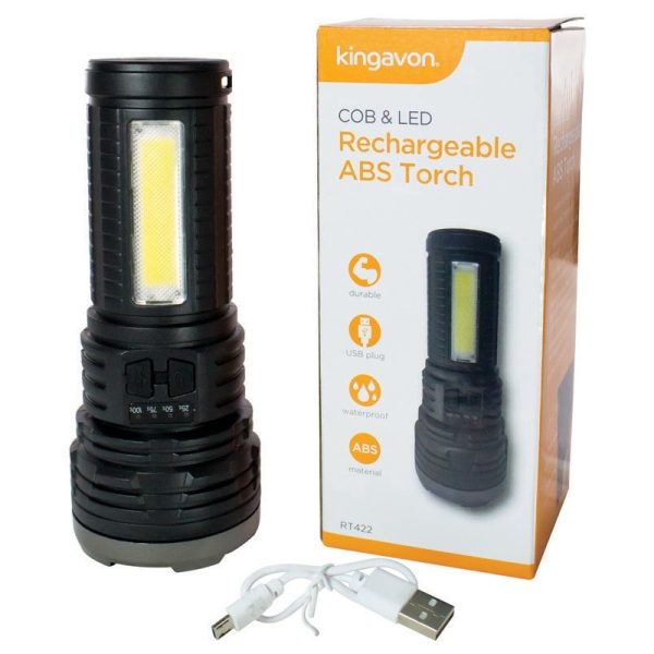 KINGAVON COB/LED RECHARGEABLE ABS TORCH RT422