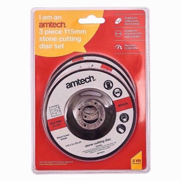 AMTECH CUTTING DISC STONE 3PC 115MM