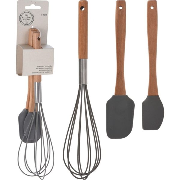 KITCHEN TOOL SET/3PCS ACACIA