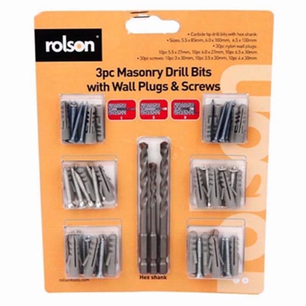 ROLSON MASON DRILL BITS/PLUGS/SCREWS