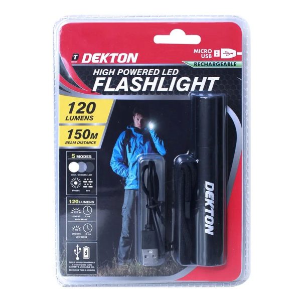 DEKTON HIGH POWER TYPE C RECHARGEABLE FLASHLIGHT