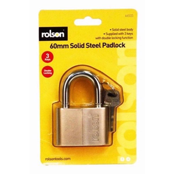 ROLSON PADLOCK SOLID STEEL 60MM