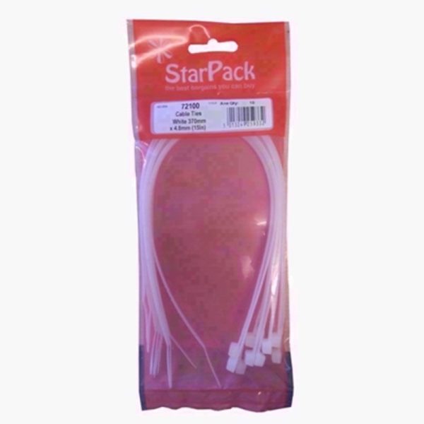 STARPACK CABLE TIES WHITE 370MM X 4.8MM