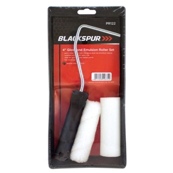 BLACKSPUR 4 INCH GLOSS AND EMULSION ROLLER SET