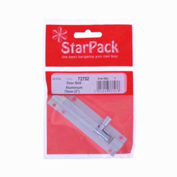 STARPACK DOOR BOLT ALUMINIUM 75MM