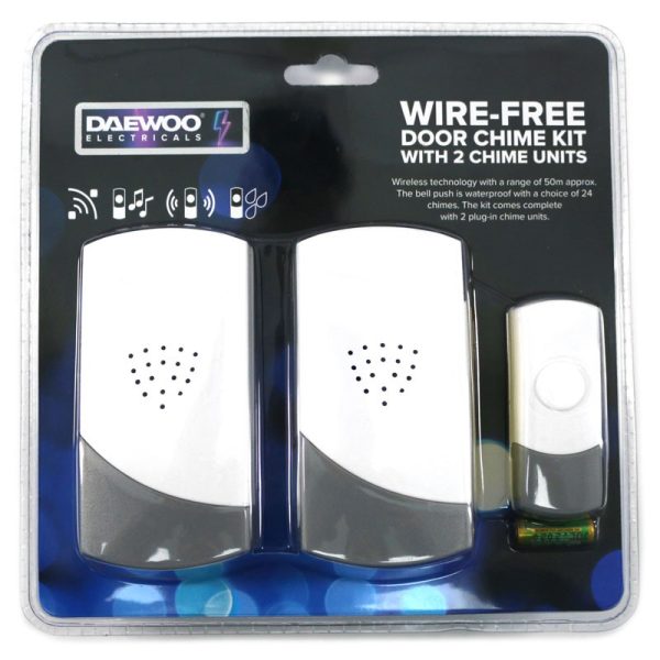 DAEWOO CORDLESS PLUG IN DOORBELL PACK OF 2