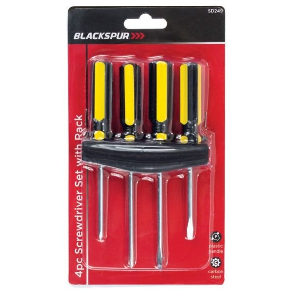 BLACKSPUR SCREWDRIVER SET WITH RACK 4PCE