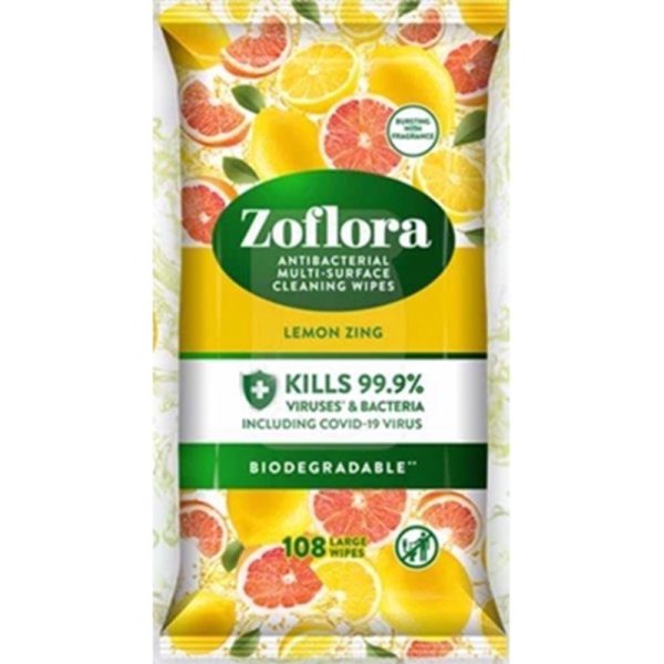 ZOFLORA CLEANING WIPES LEMON ZING 70S PACK OF 6