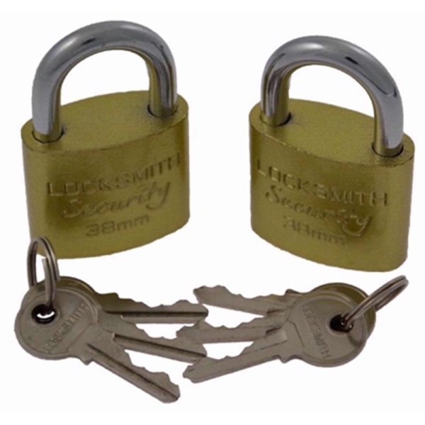 LOCKSMITH PADLOCK TWIN PACK 38MM