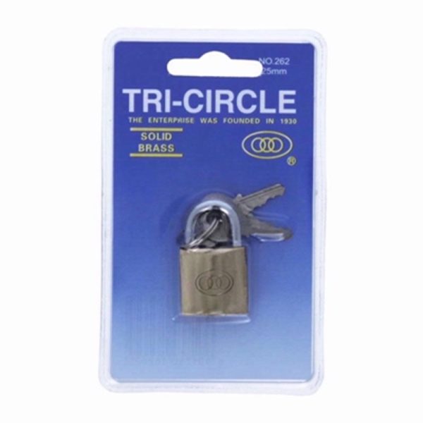 TRICIRCLE PADLOCK 25MM SOLID BRASS