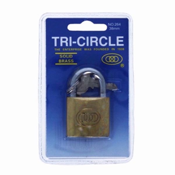 TRICIRCLE PADLOCK 38MM SOLID BRASS