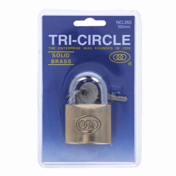 TRICIRCLE PADLOCK 50MM SOLID BRASS