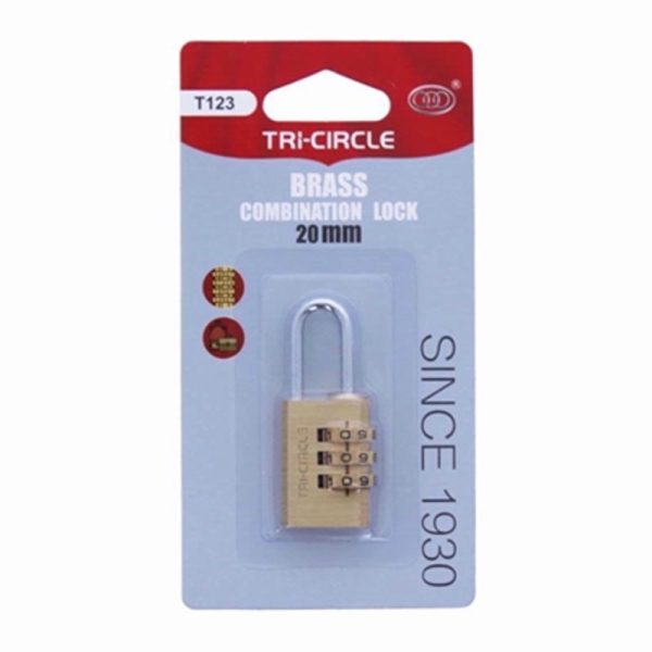 TRICIRCLE COMBINATION PADLOCK 20MM 3DIGIT