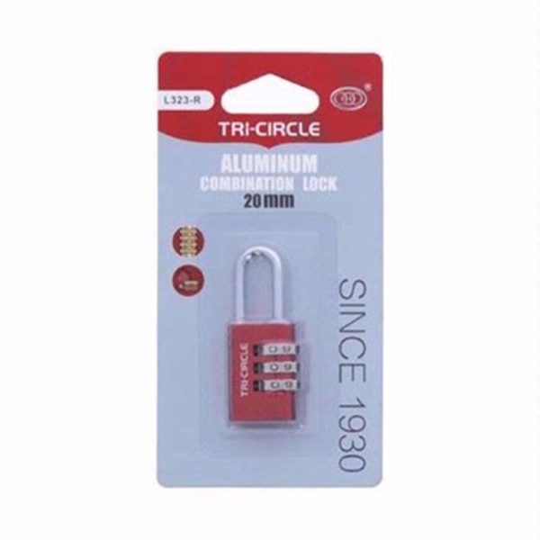 TRICIRCLE COMBINATION PADLOCK 20MM RED