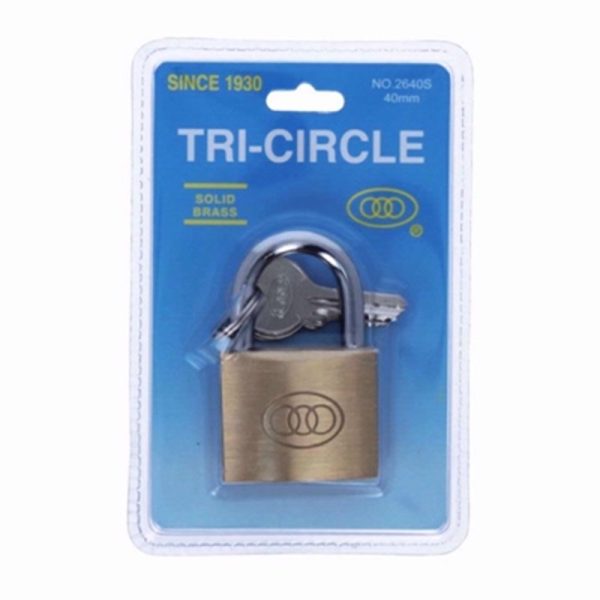 TRICIRCLE PADLOCK SOLID BRASS 40MM