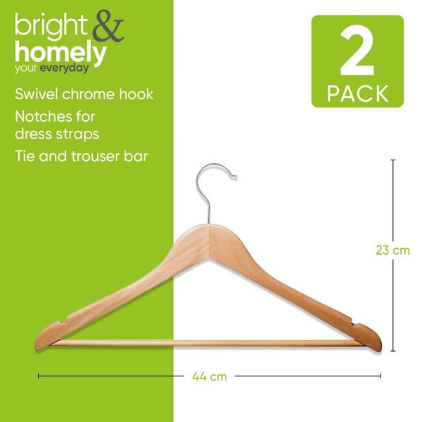 BRIGHT & HOMELY HANGERS WOODEN PACK OF 2