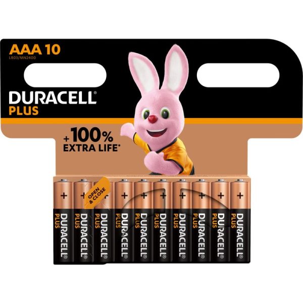 DURACELL BATTERIES 100% PLUS 10PCE AAA