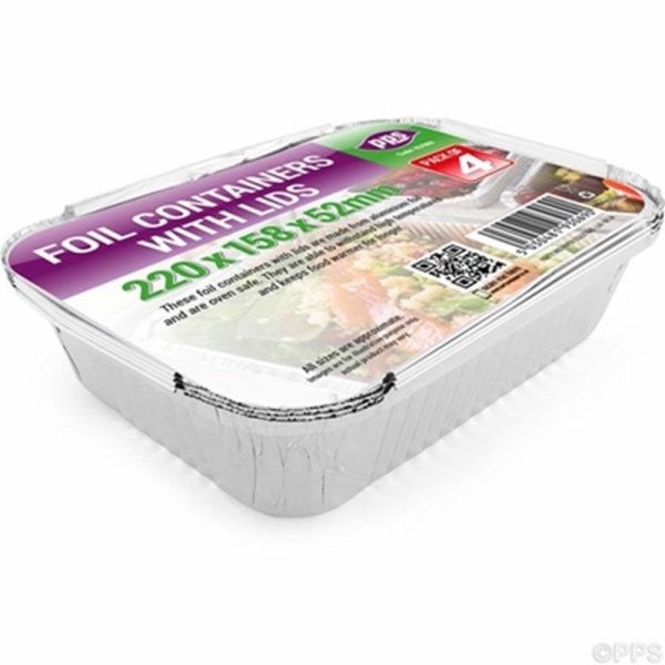 PPS FOIL 4 CONTAINERS & LID 220X158X52MM