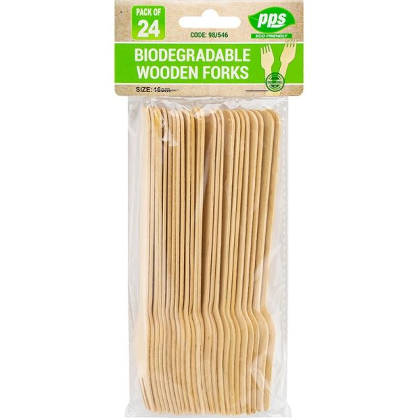 PPS BIO DEGRADABLE FORK WOODEN 24 PIECE