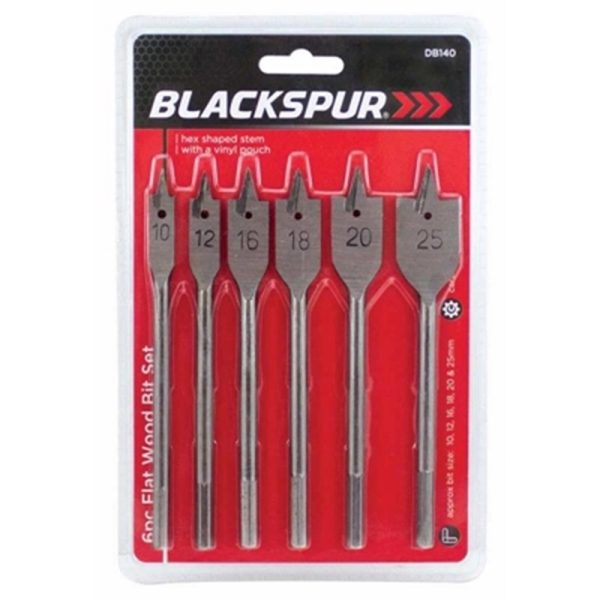 BLACKSPUR FLAT WOOD BIT SET 6PC