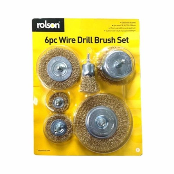 ROLSON WIRE DRILL BRUSH SET 6PCE