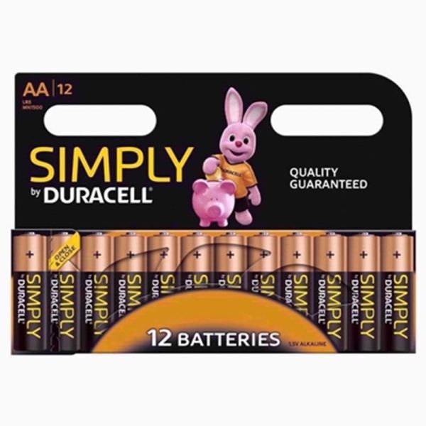 DURACELL BATTERIES SIMPLY PACK OF 12 AA EACH