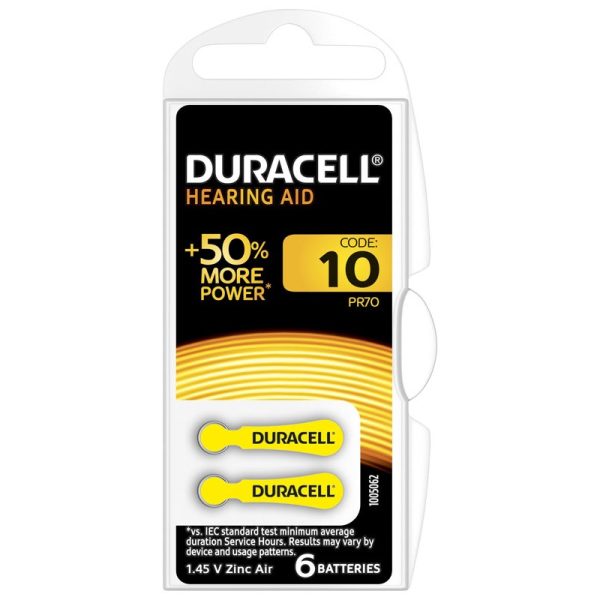 DURACELL HEARING AID BATTERIES 6PCE ZA10