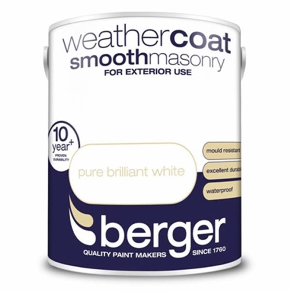 BERGER MASONRY PAINT WHITE SMOOTH 5LITRE