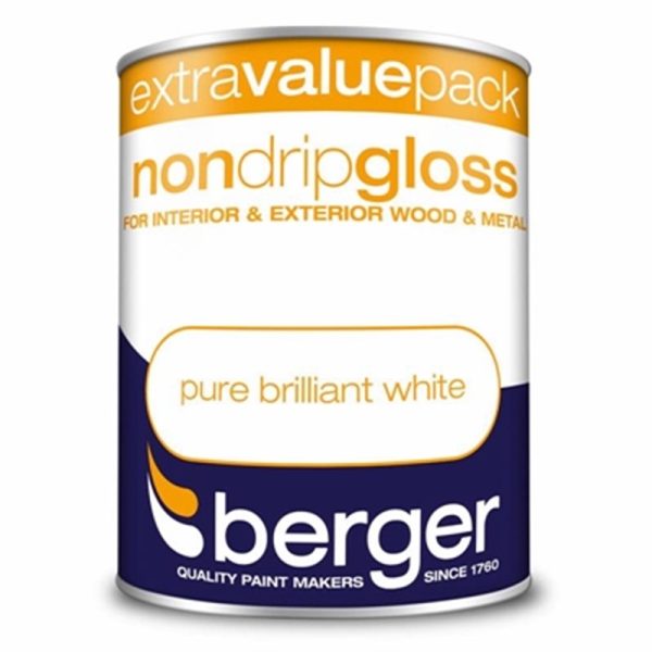 BERGER NON DRIP GLOSS WHITE 1.25 LTR(SPECIAL