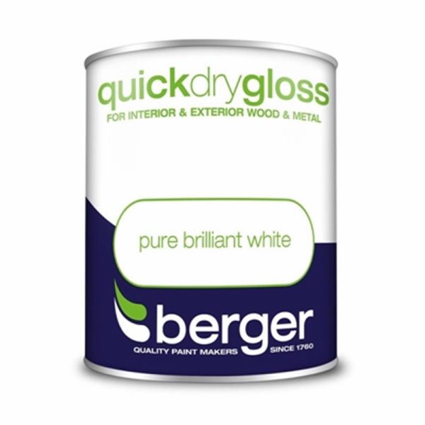 BERGER QUICK DRY GLOSS 750ML WHITE