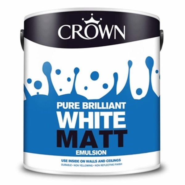 CROWN PAINTS 2.5L MATT PURE BRILLIANT WHT(PRO