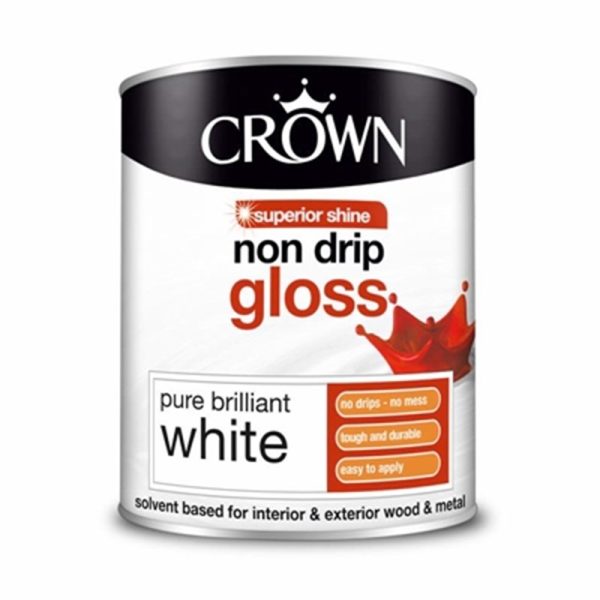 CROWN PAINTS NONDRIP GLOSS BRILL WHITE 750ML