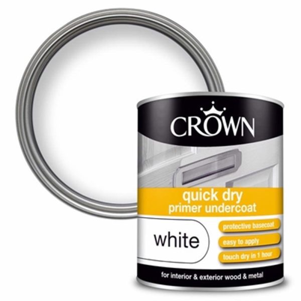 CROWN PAINTS QCK DRY PRIMER U/COAT WHT 750ML