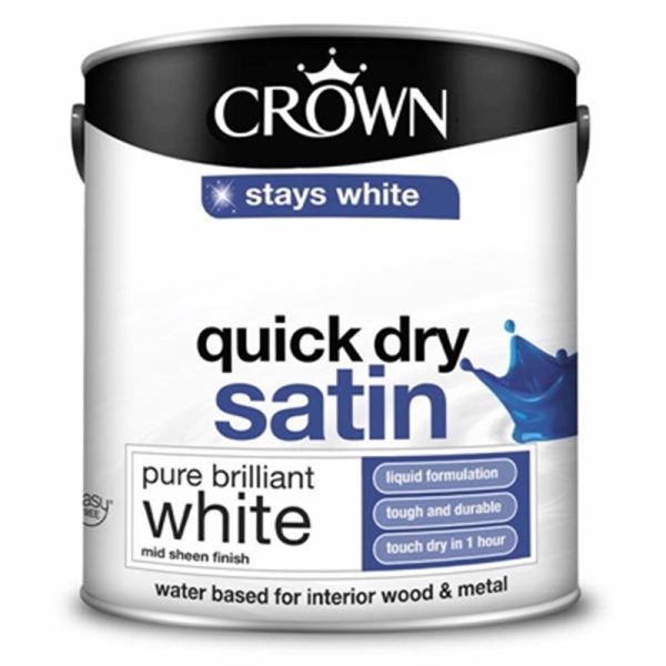 CROWN PAINTS QUICK DRY SATIN WHT 2.5LT