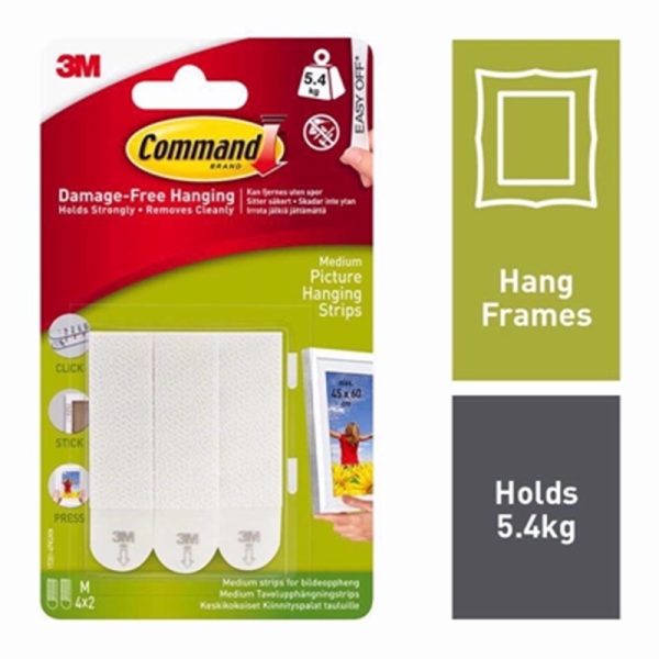 COMMAND MEDIUM PICTURE 5.4KG STRIPS(17201-PACK OF 4