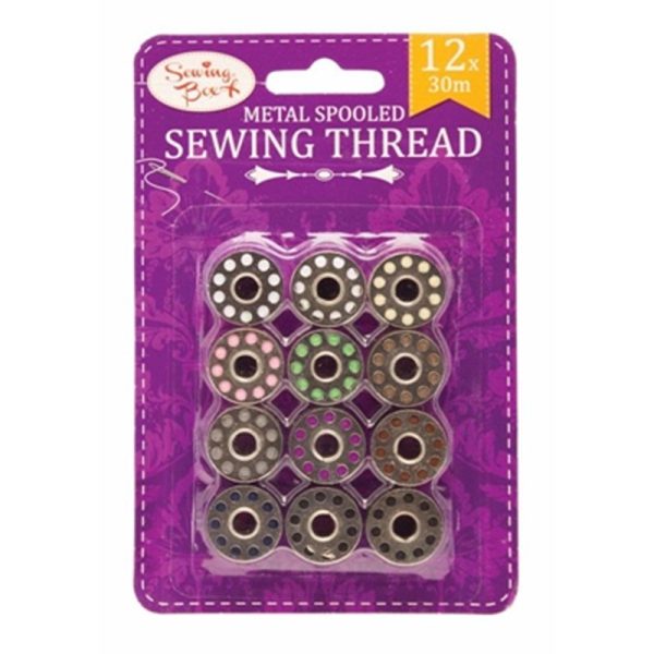 SEWING BOX METAL SPOOL THREAD  PACK OF 12