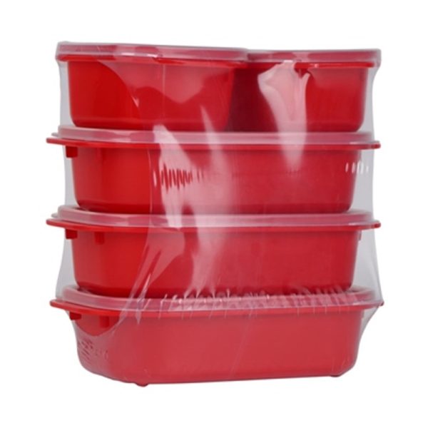 DECOR MICROSAFE FOOD CONTAINERS OBLONG 900ML & 375ML SET OF 5 RED