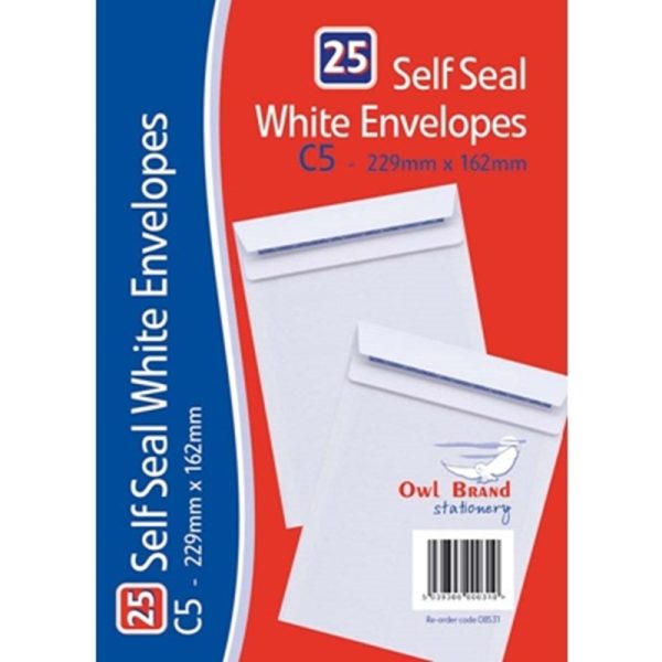 ENVELOPES C5 WHITE S/SEAL PACK OF 20